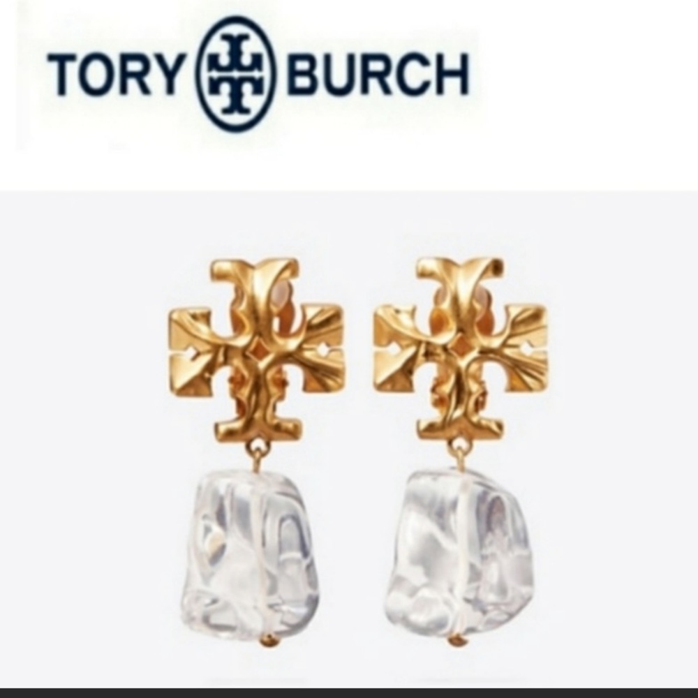 Tory Burch Roxanne clear stone drop earrings - Picture 4 of 6